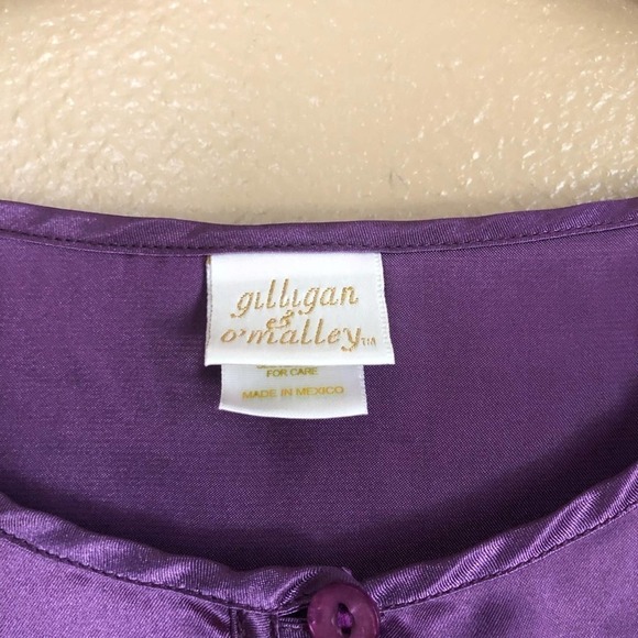 Gilligan & O’Malley Purple Satin Sleep Top Sz L - Picture 2 of 5